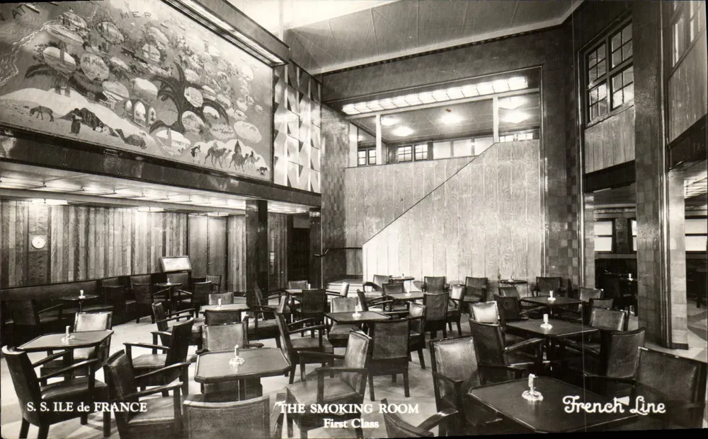 S.S. ILE DE FRANCE — Smoking Room First Class — French Line - Vorderseite