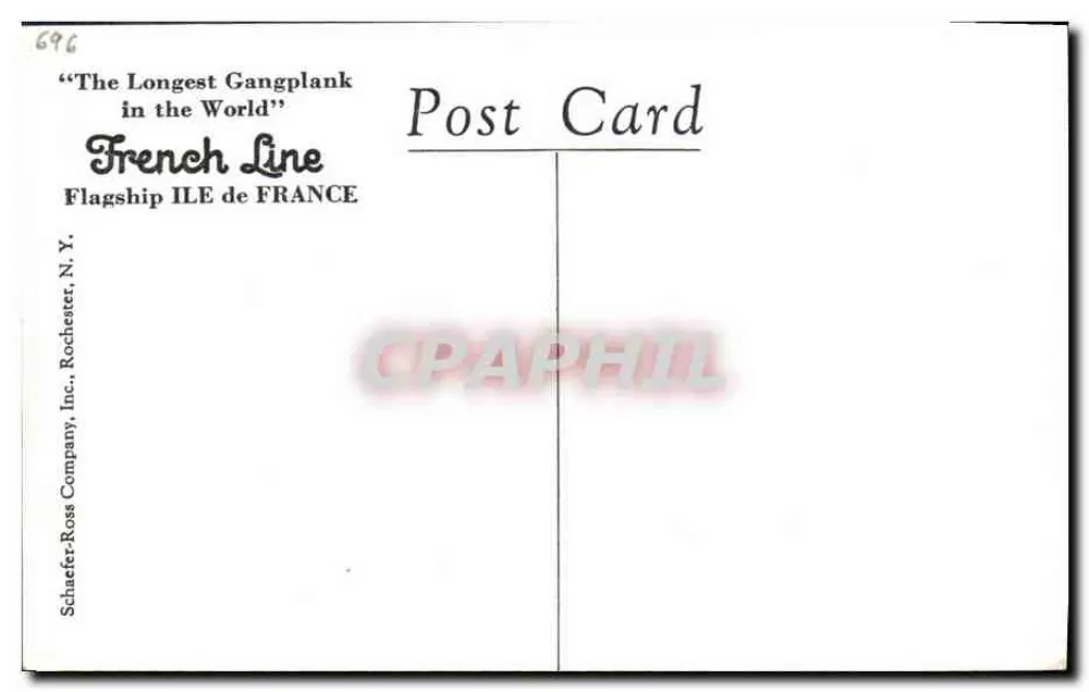 S.S. ILE DE FRANCE — Smoking Room First Class — French Line - Rückseite