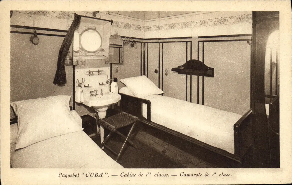Erste-Klasse-Kabine — Dampfer "CUBA" — Sonderausgabe French Line - Vorderseite