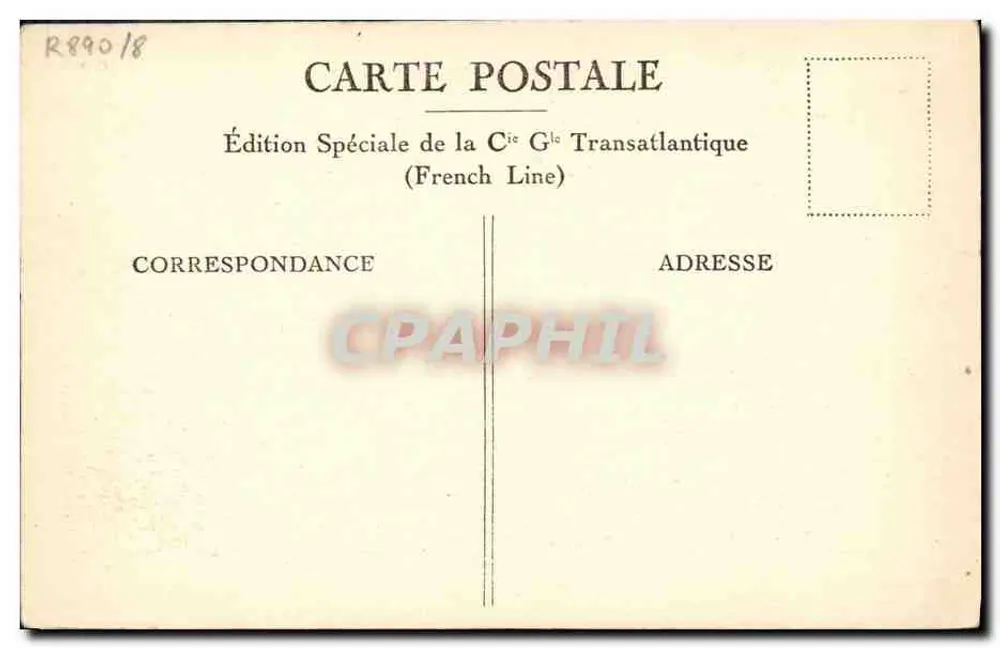 Erste-Klasse-Kabine — Dampfer "CUBA" — Sonderausgabe French Line - Rückseite