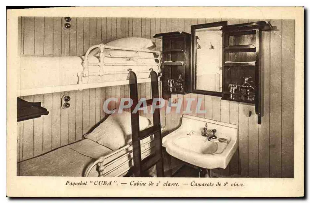 Dampfschiff "CUBA" — Kabine der zweiten Klasse — Sonderausgabe der Géle Transatlantique Company (French Line) - Vorderseite