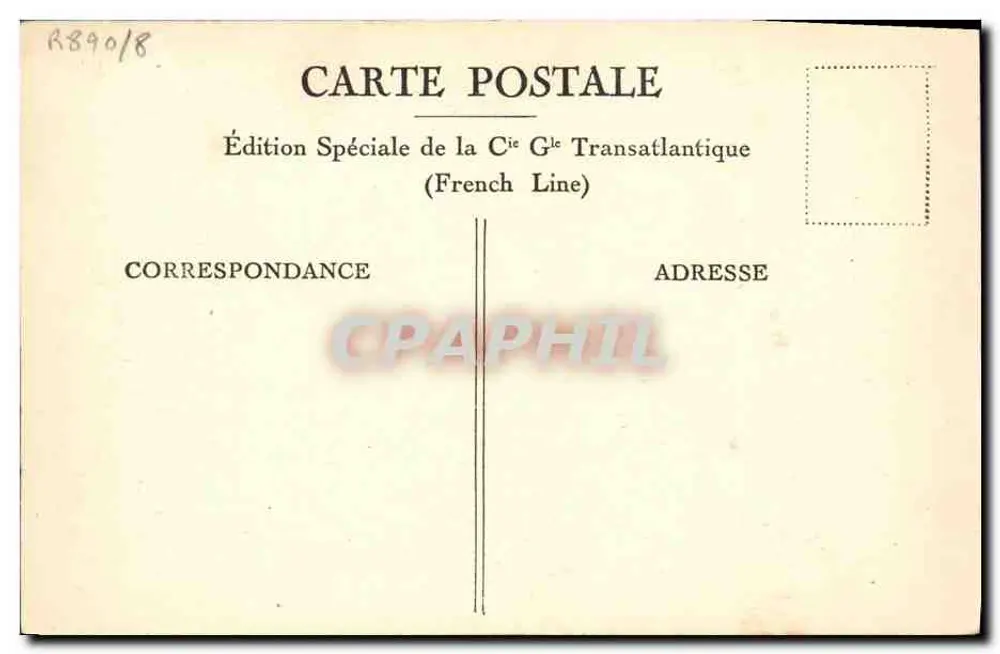 Dampfschiff "CUBA" — Kabine der zweiten Klasse — Sonderausgabe der Géle Transatlantique Company (French Line) - Rückseite