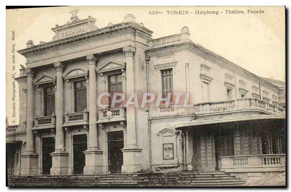 Haiphong - Teatro, Fachada — 525bis, Tonquin — P. Danielis Fotógrafos, rua Jules-Ferry, Hanói - Frente