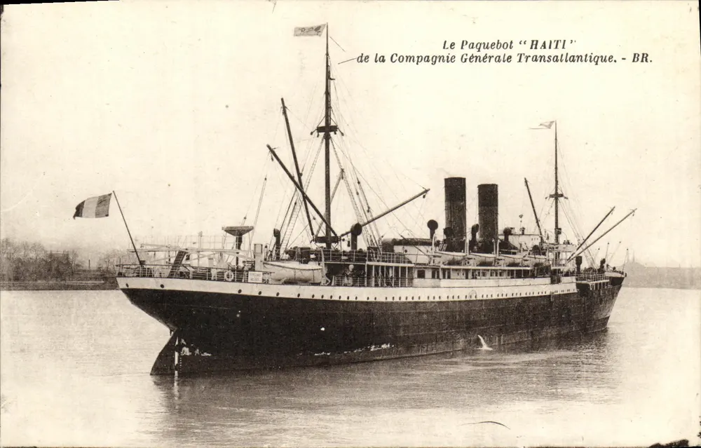 Der Dampfer "HAITI" — der Compagnie Générale Transatlantique — BR. — Bloch Frères, Verleger, Bordeaux. - Vorderseite