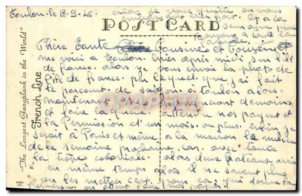 S.S. Île de France — Dampfer der French Line — Verlag: French Line - Rückseite