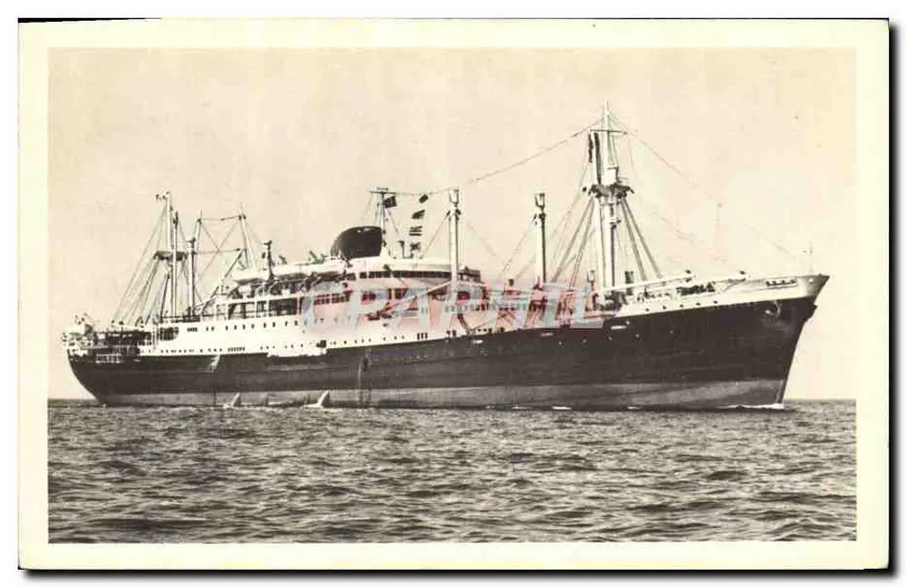 O navio misto "Calédonien" — Companhia das Messagerias Marítimas — editor Transoatlantique, n° 496 - Frente