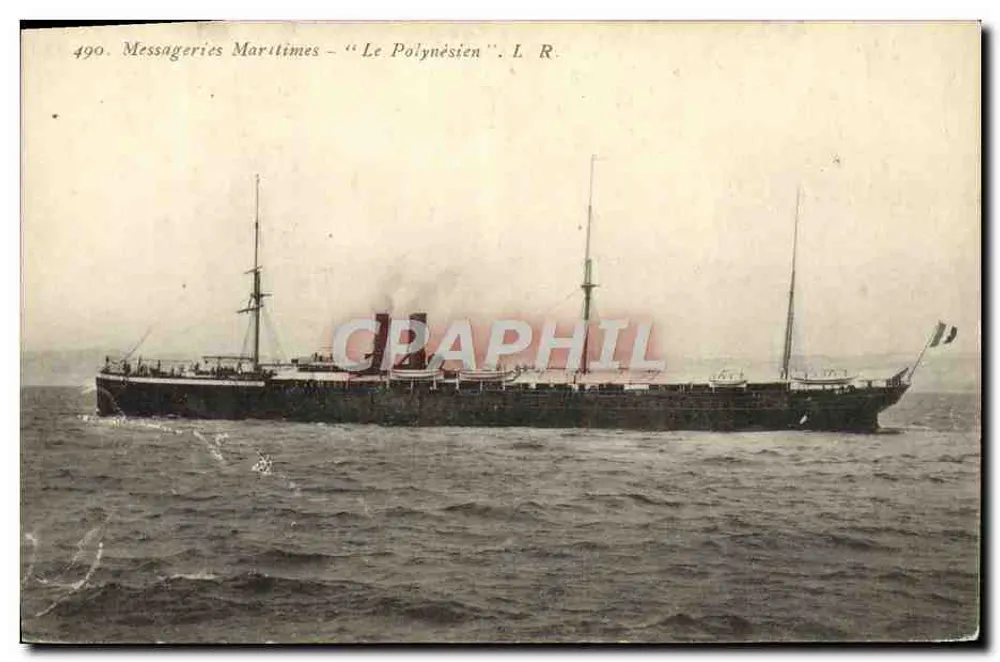 O Polinésio — Navio da Companhia das Messagerias Marítimas — n° 490 - Frente