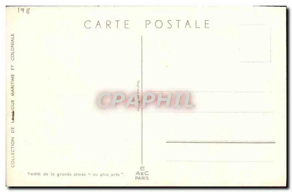 Yachten der Grand Class "au plus près" — Marine- und Kolonial-Sammlung — Verlag E.AeC, Paris - Rückseite