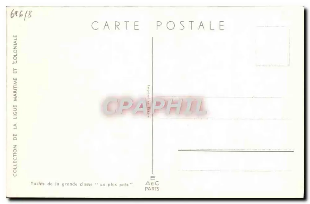 Yachten der Grand Class "au plus près" — Sammlung der Seefahrtsgesellschaft — E.A.E.C. Paris - Rückseite