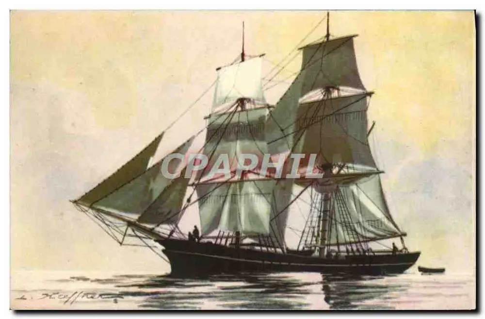 Brick — tipo de navio com dois mastros — Coleção da Liga Marítima e Colonial - Frente