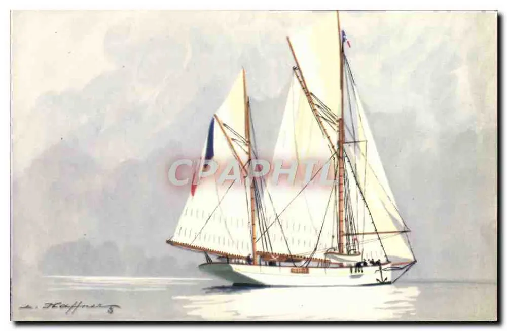 Yacht "Encaïminé" — Kreuzfahrerketch, Großmast vor dem Steuerrad — Sammlung der Seefahrt- und Kolonialgesellschaft, Paris - Vorderseite