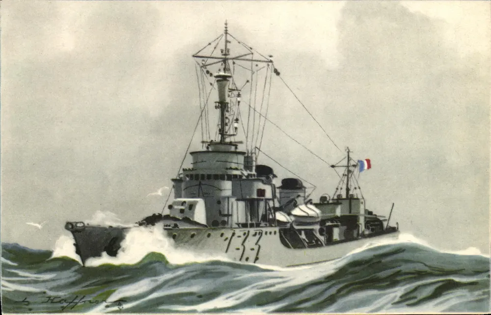 Torpilleiro « Bombarde » — Coleção da Liga Marítima e Colonial — Editor AEC Paris, n° 696/8 - Frente
