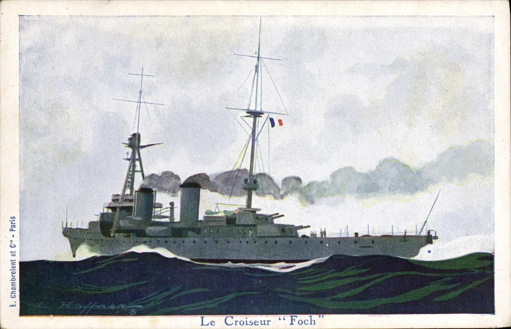 O Cruizer "Foch" — ilustração marítima — E. Chambrelent e C° - Paris - Frente