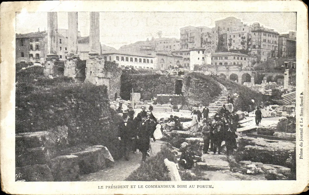 Le Président de la République et le Commandeur Boni au Forum — visite à Rome (1904) — Prime du journal « Le Sans-Souci » - Vorderseite