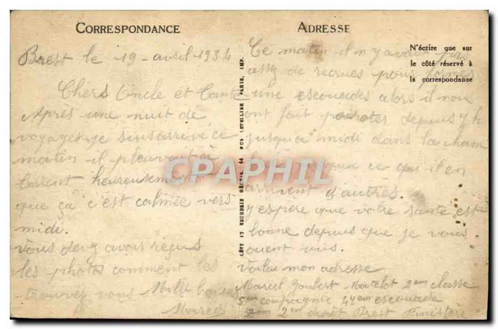 Marine de Guerre — « Arabe », Contre-Torpilleur — LL - Verso