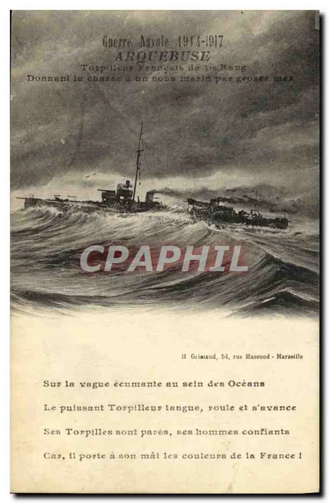Französische Torpedoboote der Bang — Seebattle 1914-1917 — Verlag: H. Grimaud, 54, rue Masenod - Marseille - Vorderseite
