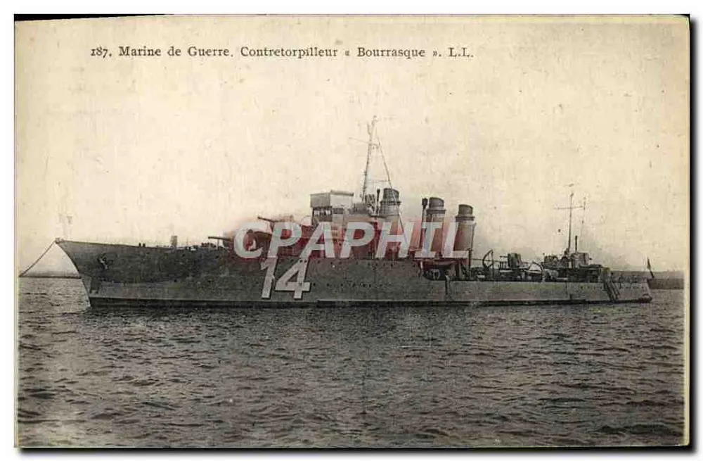 Contratorpedeiro « Bourrasque » — Marinha de Guerra — L.L. n°14 - Frente