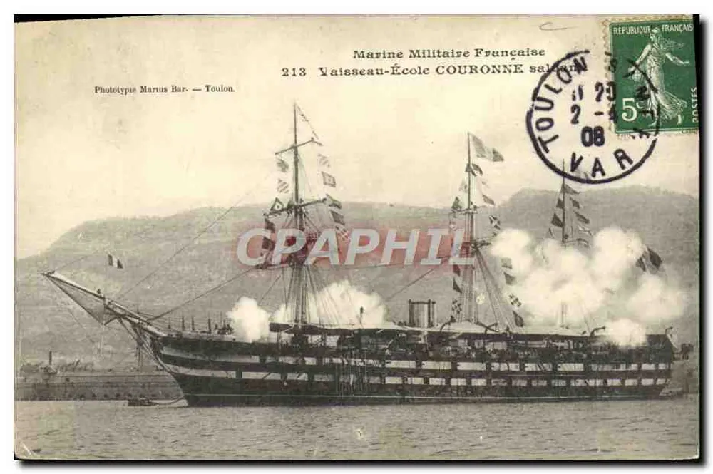 Schulschiff COURONNE — Marine Militaire Française — Phototypie Marius Bar — Toulon - Vorderseite