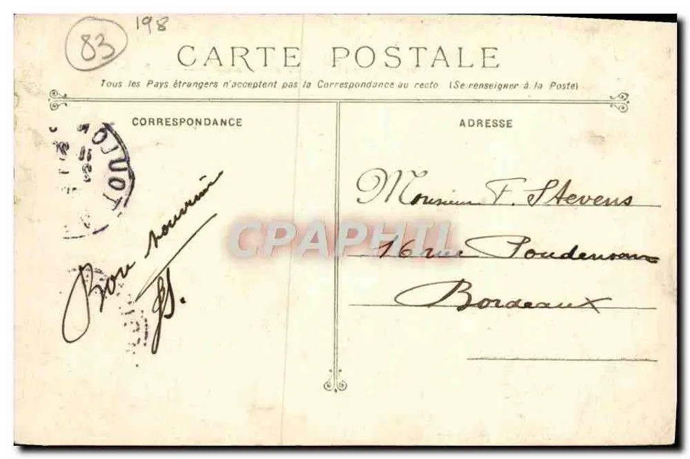 Schulschiff COURONNE — Marine Militaire Française — Phototypie Marius Bar — Toulon - Rückseite