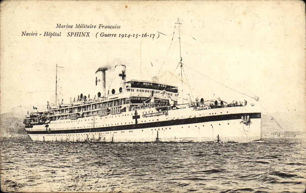 Navire-Hôpital SPHINX — Marine Militaire Française (Guerre 1914-15-17) — Éditeur : Établissements d'Impressions Phototypiques Mathus Bar-Toulon - Frente