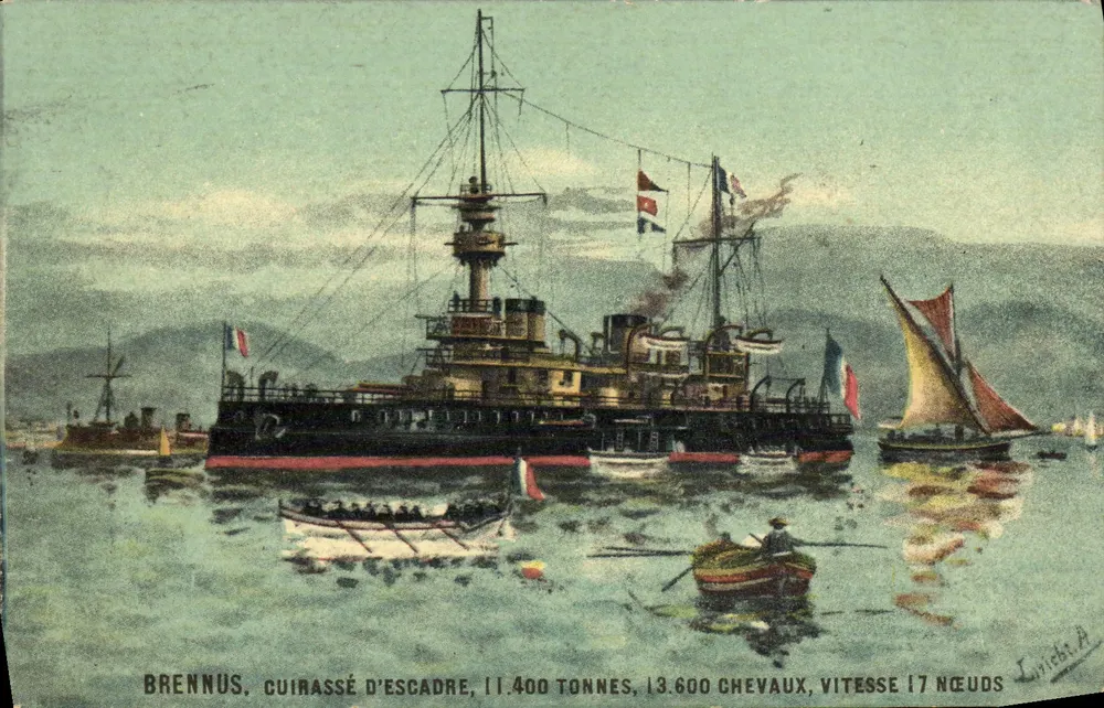 Brennus, encouraçado de esquadra — 11.400 toneladas, 13.600 cavalos, velocidade 17 nós — editor L. Lévidis, Paris - Frente