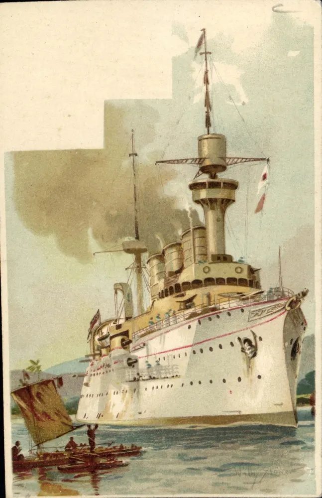 Navio de guerra — ilustração — editor não visível - Frente