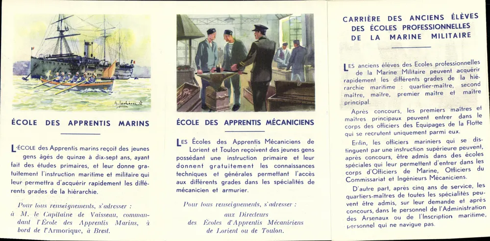 Naval Schools — Schule der Seemannslehrlinge, Schule der Mechaniklehrlinge, Schule der Marinekadetten — Verleger nicht identifiziert, Seriennummer nicht sichtbar - Vorderseite
