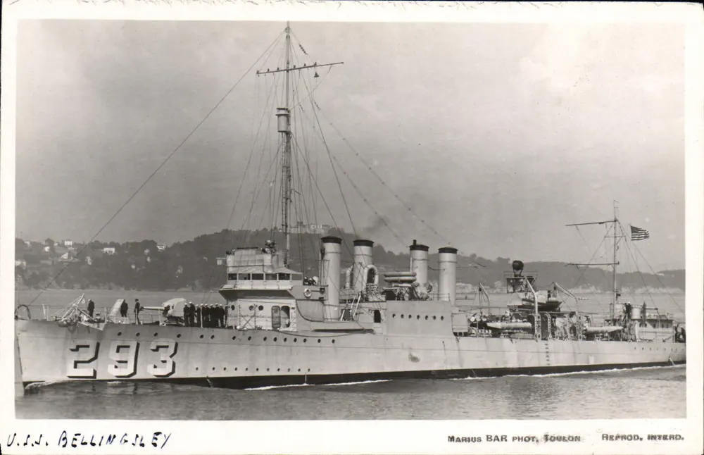 U.S.S. Bellingsley — destroyer — Marius BAR Fot. Toulon, Reprod. Interd. - Frente