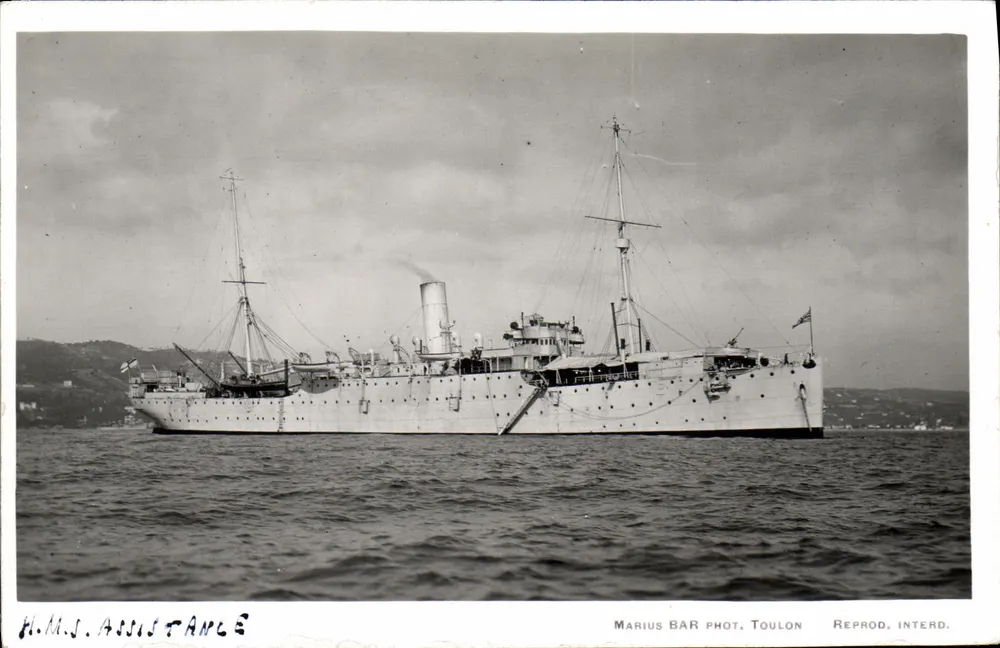 H.M.S. Assistance — navio de guerra britânico — Marius BAR Fot. Toulon, Reprod. Interd. - Frente