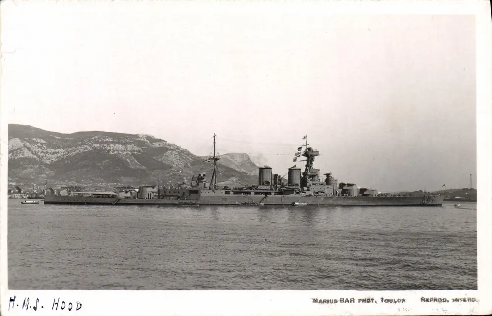 H.M.S. Hood — Brytyjski statek wojenny — Marius BAR Fot. Toulon, Reprod. Interd. - Awers