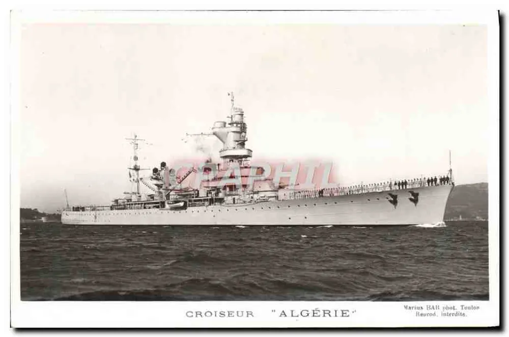 CROISEUR "ALGÉRIE" — fotografia de navio — Varius BARI, fot. Toulouse - Frente