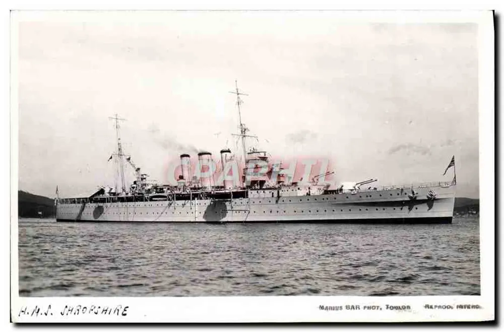 H.M.S. SHROPSHIRE — Cruiser da Royal Navy — Fotografia de Manus BAR, Toulon - Frente