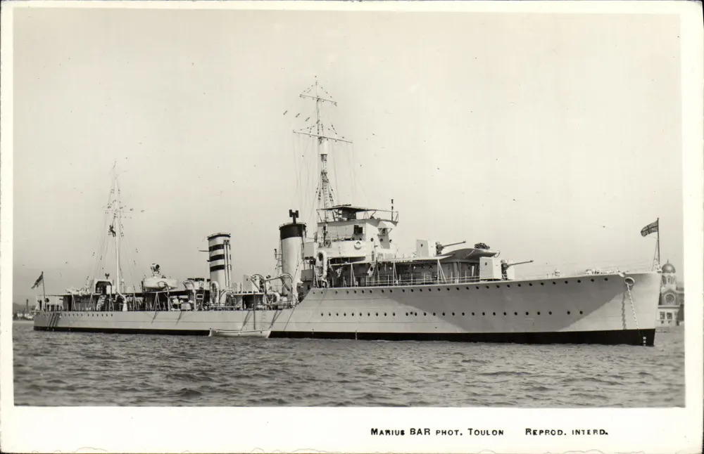 HMS Codrington — Destroyer HMS 1929 — Marius BAR fot. Toulon Reprod. Interd. - Frente