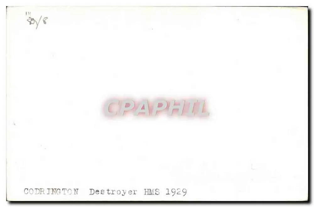 HMS Codrington — Destroyer HMS 1929 — Marius BAR fot. Toulon Reprod. Interd. - Verso