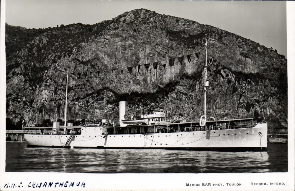H.M.S. CRISANTHEMUM — navio militar — Marius BAR Fot. Toulon, Reprod. Interd. - Frente