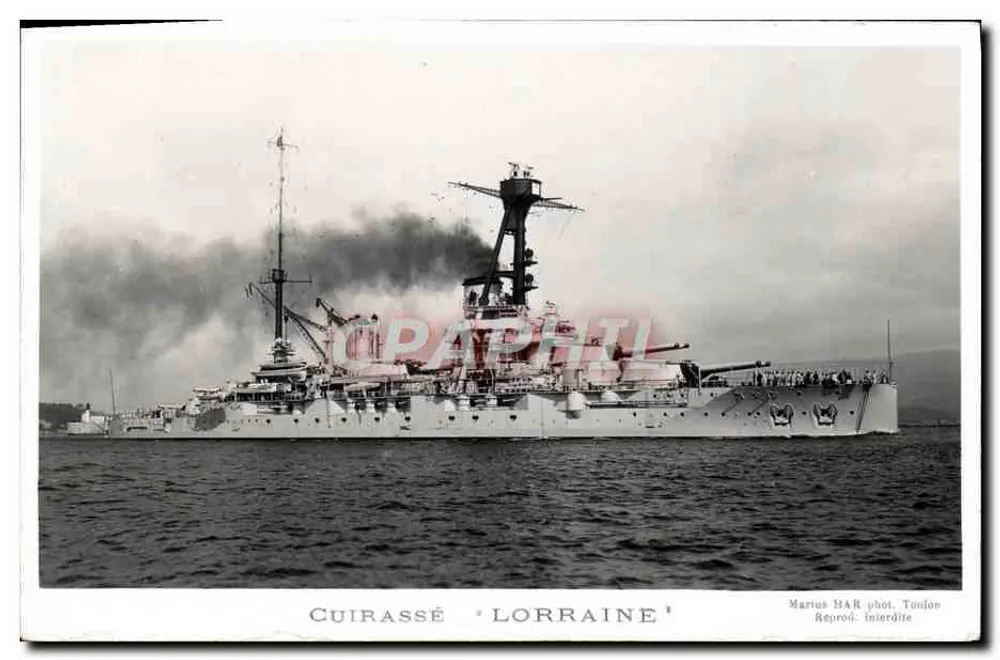 Cruzador Lorraine — vista lateral no mar — Marius BAR fot. Toulon - Frente