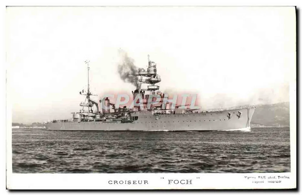 Cruzador "Foch" — vista de bombordo — editor TANLON, n° 198 - Frente