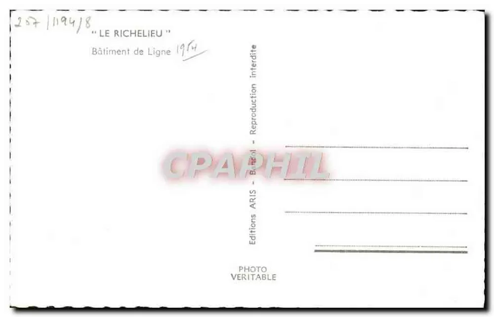 Le Richelieu — Linienbau 1964 — Editions ARIS - Rückseite