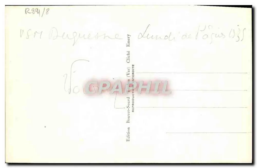 Duquesne — Cruizer de 10.000 Toneladas — Edição Bouvet-Sourd (Var) - Verso