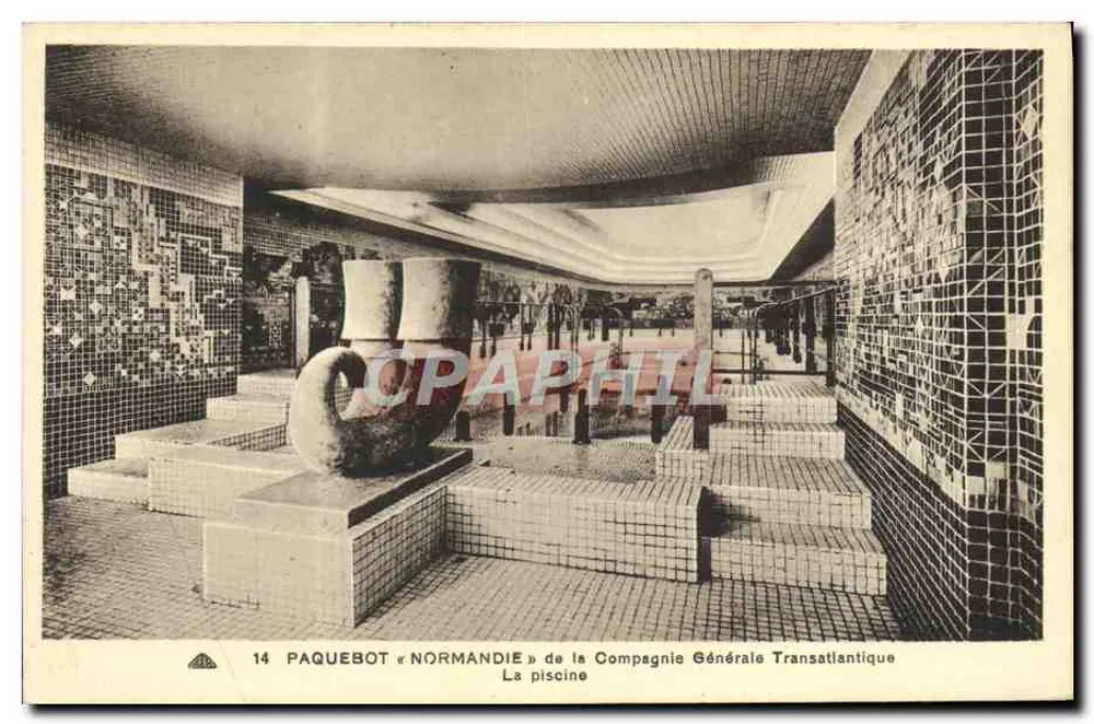 Der Pool des Schiffs « Normandie » — Compagnie Générale Transatlantique — n°14 - Vorderseite