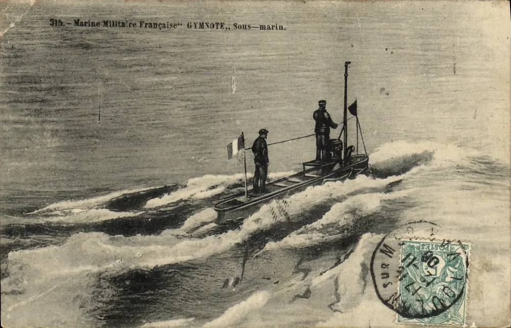 Sous-marin GYMNOTE — Marine Militaire Française — éditeur imprimeur non visible - Frente