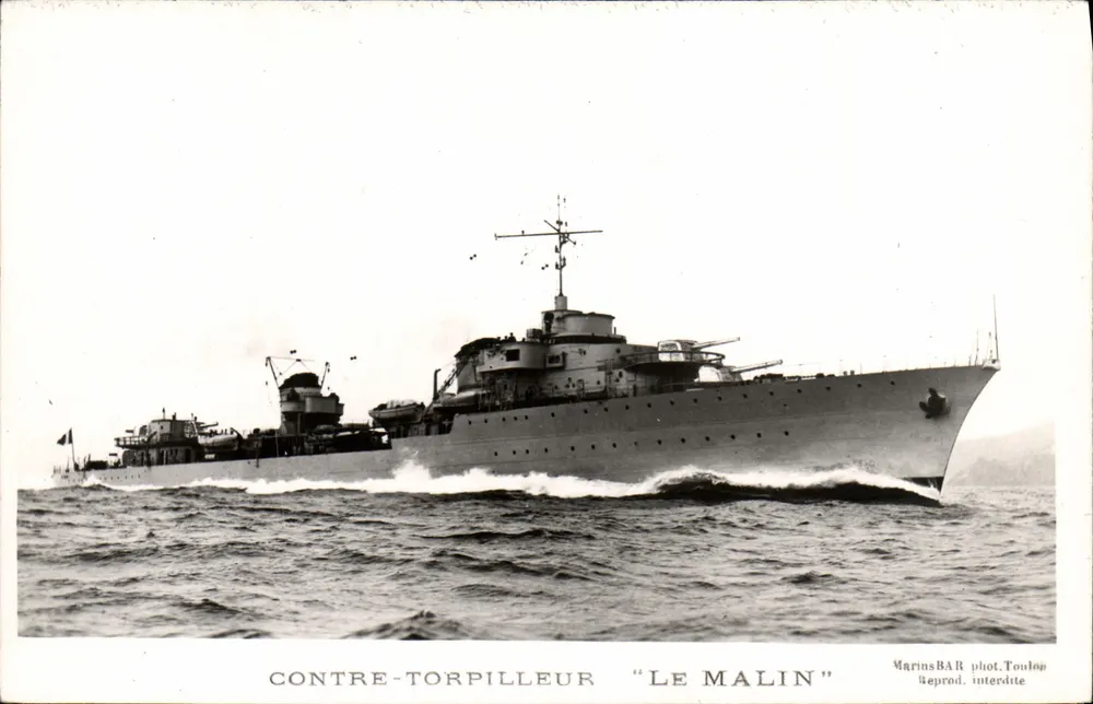 Contratorpedeiro "Le Malin" — fotografia marítima — Marinheiros BAR, fot. Toulouse - Frente