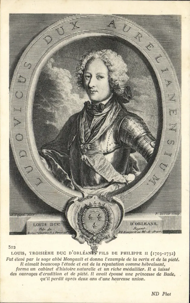 Louis III, Herzog von Orléans — gravuriertes Portrait — ND Phot, Nr. 512 - Vorderseite