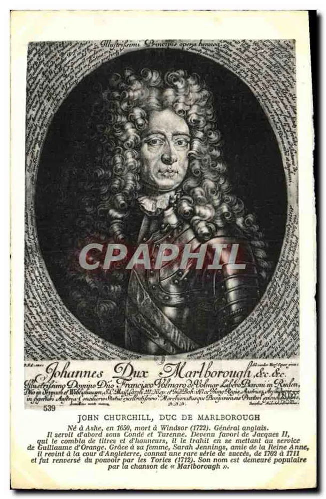 John Churchill, Duque de Marlborough — retrato gravado — editor não identificado, n° 539 - Frente