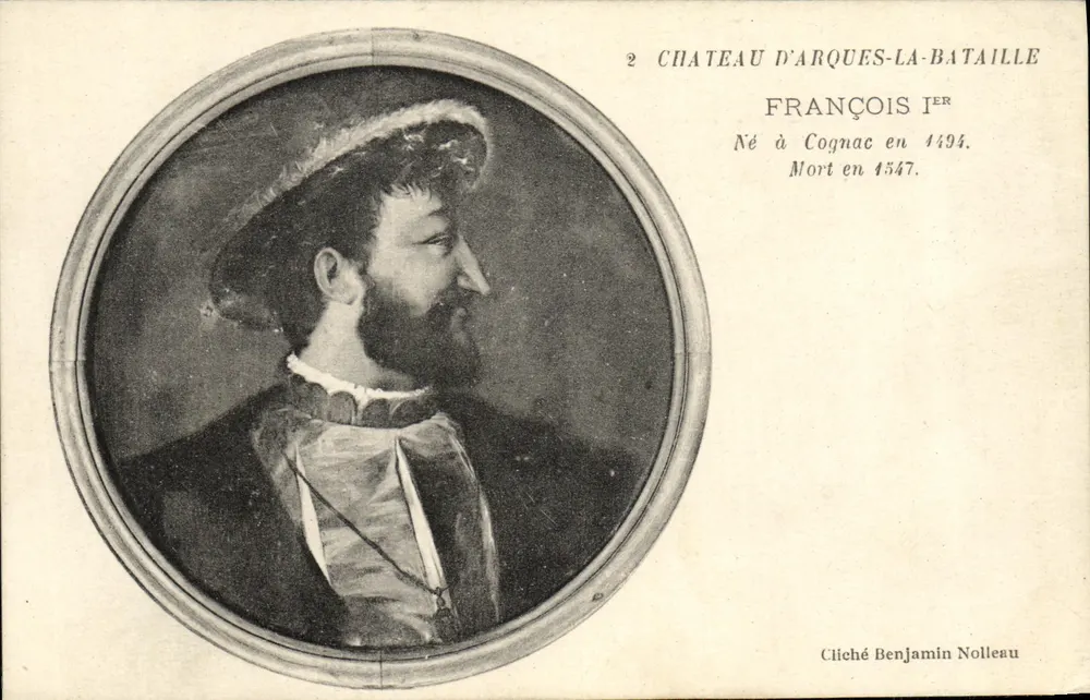 François Ier — Geboren in Cognac im Jahr 1494. Gestorben im Jahr 1547. — Schloss Arques-la-Bataille, Foto von Benjamin Nolletau - Vorderseite