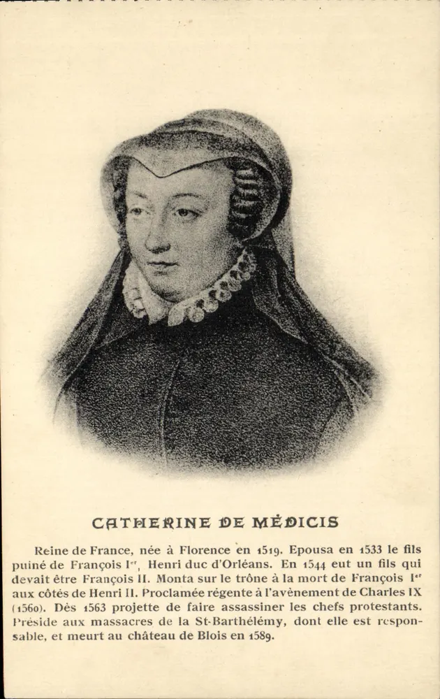 Catherine de Médicis — Königin von Frankreich, gravuriertes Portrait — R. Dorange, Verlag Tours - Vorderseite