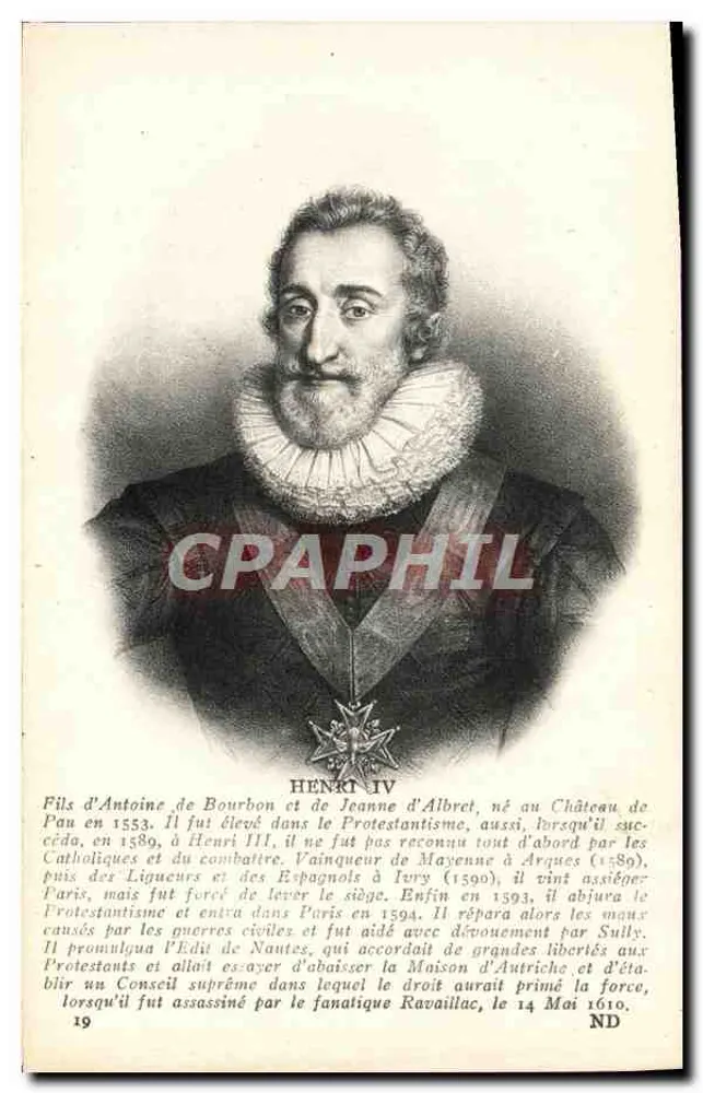 Henri IV — gravierter Porträt mit historischer Legende — Levý & Neurdelin, Paris - Vorderseite