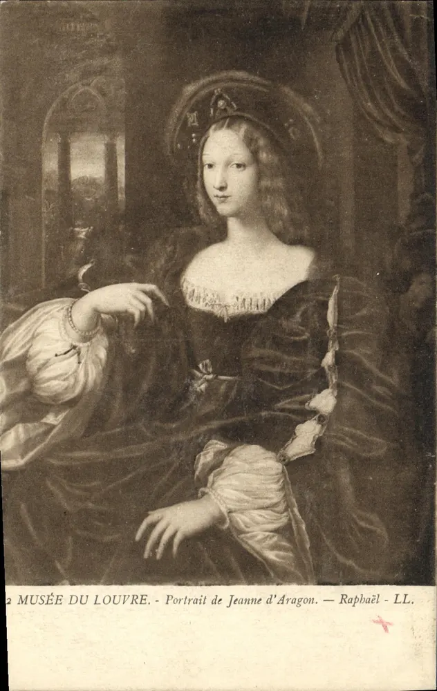Museo del Louvre — Retrato de Jeanne d'Aragon — Rafael — LL. - Anverso