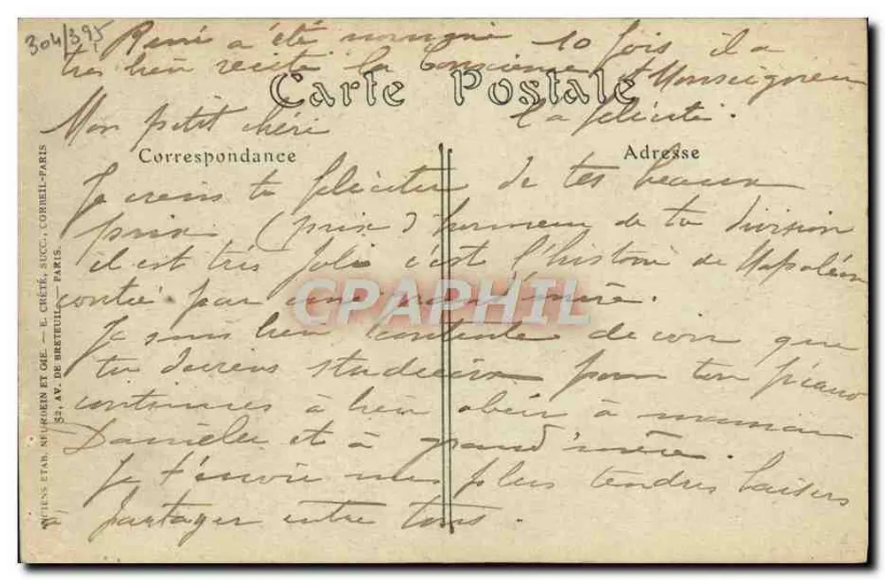 Henri IV — Gravurporträt — Verlag: Éd. de Berthelot, Paris - Rückseite