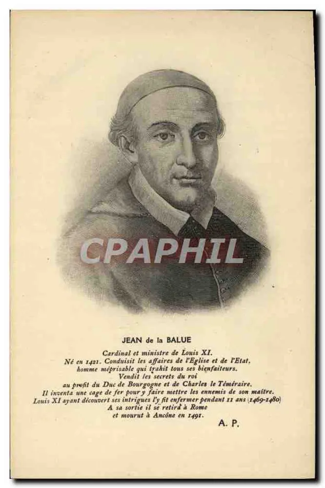 Jean de la Balue — Kardinal und Minister von Ludwig XI — A. P. - Vorderseite